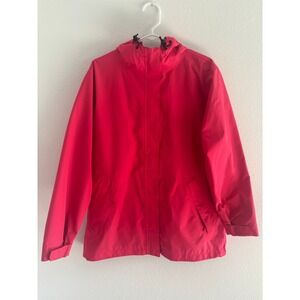 Lands End Jacket Womens Size Large Pink Goretex Rain Jacket Lined Outdoor Hiking